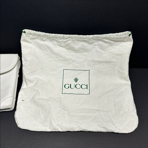 Gucci Purse Shoulder Bag Italian Leather Square White Gold Vintage With Dustbag - Picture 16 of 17